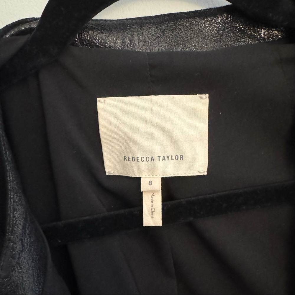 😎🖤 LNWT Leather Jacket w/Subtle Shimmer Zip Front Waist Length - Picture 4 of 4